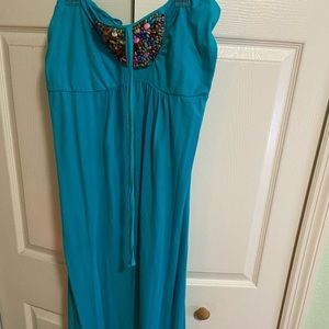 Beaded turquoise maxi dress